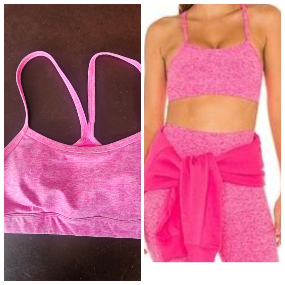 Alo Yoga Alosoft Gratitude Neon Pink Heather Sports Bra M